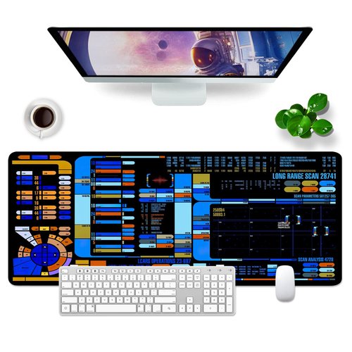 Spacecraft Dashboard Gaming Mouse Pad Large Mouse Pad Office Desk Accessories XL Desk Mat 31.5x11.8x0.12 inch Blue Large Desk Pad Keyboard Pad (Console)