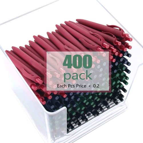 deegtran Pens Bulk, 400 Pack No Bleed Black Barrel Click Pens, Wholesale Retractable Ballpoint Pens, Pens Medium Point, Smooth Ink Pens, 1.0MM Black Ink