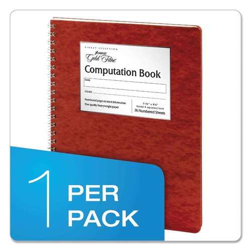 Ampad Computation Book, 4x4 Quad Ruled, 76 Sheets, 11-3/4" x 9-1/4"