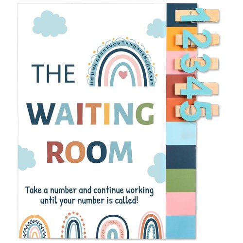 Boho Classroom Management Waiting Room Clip Chart Teacher's Helper Waiting Room Poster Wooden Number Clips for Back to School Elementary Classroom Must Haves Teacher Supplies Bulletin Board Decor
