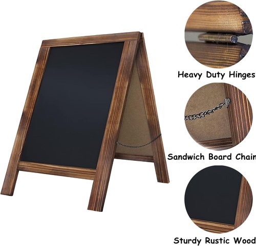 Rustic Whitewash Double-Sided Chalkboard | 7.5" x 8.6" Tabletop Easel with 8 Liquid Chalk Markers for Menu & Home Decor