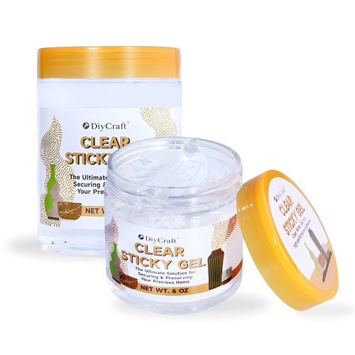 10 oz Clear Sticky Gel for Museum Exhibits, Reusable Putty, Non-Toxic Clear Adhesive Glue Gel to Antiques, Glass, Ceramic and Action Figures