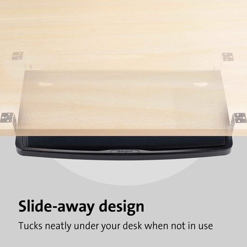 Kensington Keyboard Tray Under Desk, SmartFit Ergonomic Slide-Out Keyboard Drawer with Cable Management, Extra-Wide Height Adjustable Keyboard Holder, 24.5" x 11.75", Black K60004US