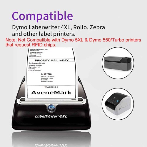 AveneMark 16 Rolls 3520 Labels Shipping Labels Compatible with Dymo Label Writer 4XL 1744907 Thermal Postage, 4"x6" Strong Adhesive & Perforated Replacement Labels for Rollo & Zebra Printers, 220/Roll