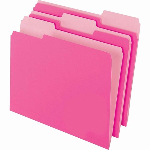 Pendaflex Reinforced Hanging Folders Letter Size Pink 1/5 Cut 25/Box and Two-Tone Color File Folders Letter Size 1/3 Cut Pink 100/Box Office Supply Bundle