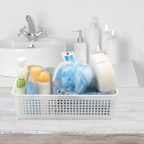 AnnkkyUS 6-pack Storage Basket Trays, Plastic Office Tray, White