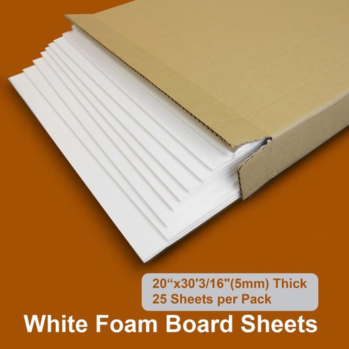 Foam Board 24" x 36" x 3/16" (5mm) - 12 Pack, White Poster Board, Double-Sided, Acid-Free Foam Core Board for Signs, Presentations, Schools, Offices, and Art Projects