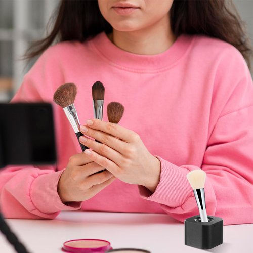 4 Pieces Single Pen Holder For Desk, Solid Metal Fountain Pen Stand, Square Pen Stand, Mini Pen Display Stand Toothbrush Holder, Desk Organizer Accessory, For Home, Office, Students, Teachers (Black)