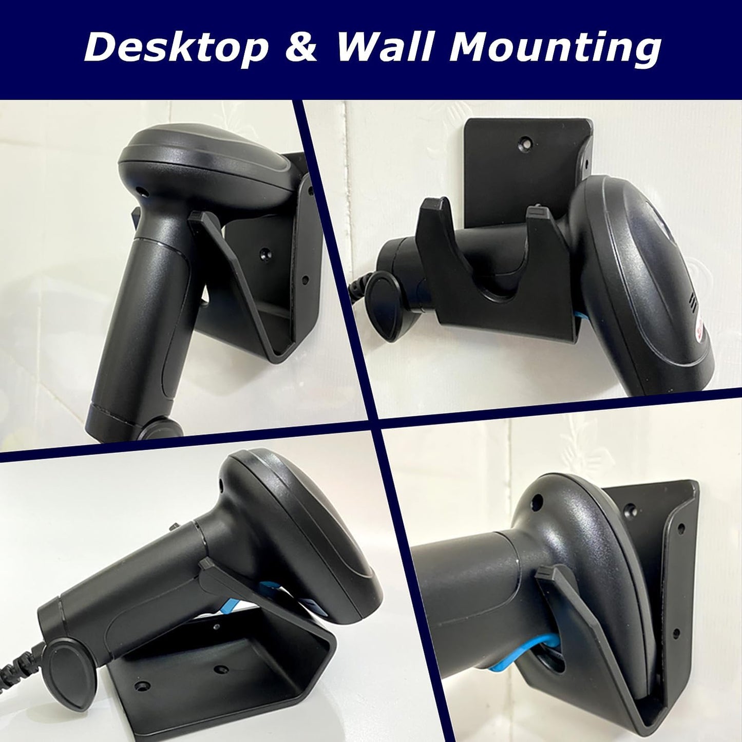 Zebra Universal Barcode Scanner Holder - Wall Mount Bracket for LS2208, DS2278, LI4278 | Includes Screws & Stickers