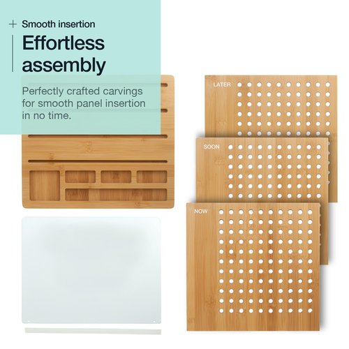 Hoffengwell Bamboo Wood Desk Organizer: 3-Tier File Holder, Mail Organizer, Non-Slip Design, Effortless Assembly, Perfect for Desk System
