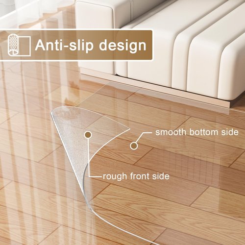 6' x 9' Office Chair Mat for Hardwood Floors, 72 x 108 in Plastic Area Rug for Living Room, 60 mil Clear Vinyl Transparent Protector, Large Floor Carpet Under Computer Desk
