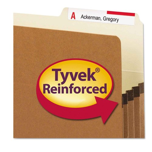 Smead File Pocket, 2/5-Cut Tab Right Position, Guide Height, 3-1/2" Expansion, Legal Size, Redrope, 25 per Box (74088)