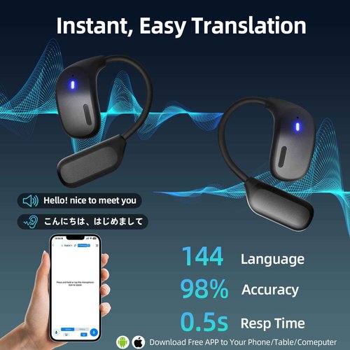 Newmine Ai Translation Earbuds Real Time, 3-in-1 Translator Earbuds with 144 Languages/4 Translation Modes,Translatior Headphones,48H Audifonos Traductores Inglés Español for Travel Learning