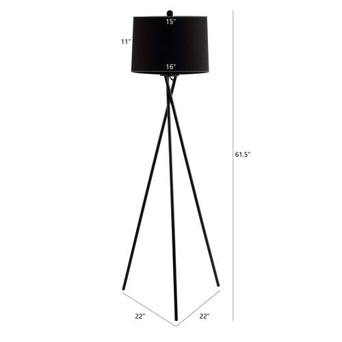 Safavieh Lighting Collection Parsen Black Tripod 62-inch Floor Lamp (LED Bulb Included)