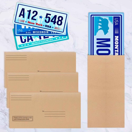 Feifeiya 200 Pcs License Plate Envelopes 13 x 6.5 Inch Brown Kraft Mailing Envelopes for License Plate Pictures Business Documents Invitation Cards (Fresh)