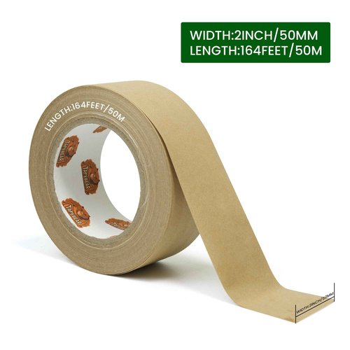 TAPEBEAR Water Activated Tape, Fiber Reinforced Gummed Tape 2inch x 165ft, Eco-Friendly Kraft Paper Tape Biodegradable Brown Packing Tape for Security Sealing, 24Rolls