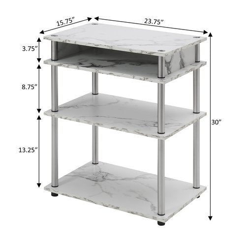 Designs2Go No Tools Printer Stand with Shelves 23.75" - Contemporary Modern Storage Printer Stand for Office, Den Organization, White Faux Marble