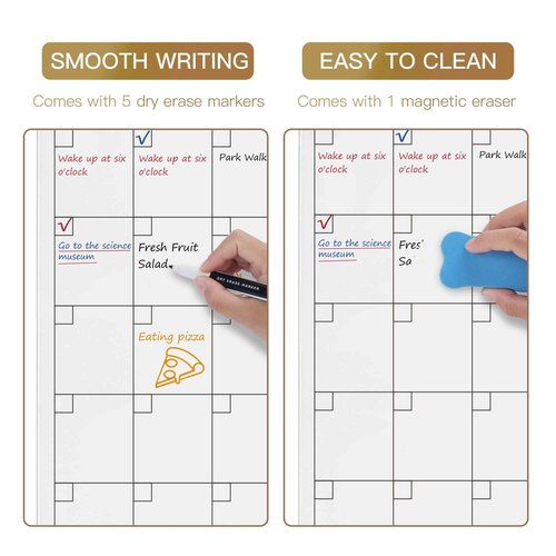 SELEAD Large Magnetic Glass Calendar Whiteboard for Wall - Dry Erase White Board with Markers, Magnets, Eraser - 3‘x2' Planner Pizarra for Home School Office