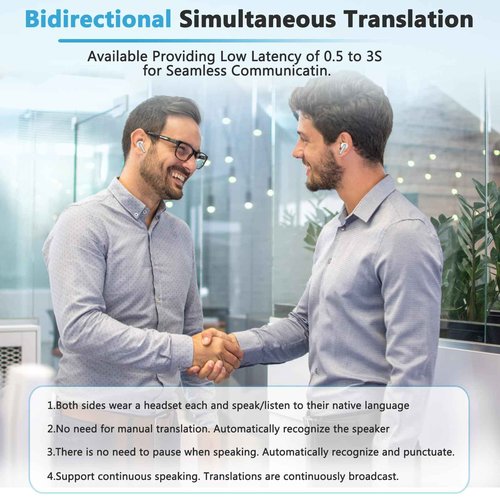 Language Translation Earbuds,Two Way Real-time Translation in 150 Languages,Active Noise Cancellation,with Bluetooth and APP Provide Online Instant Voice for Travel Business Learning