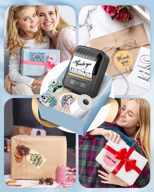 NDYIN Label Makers, Label Maker Machine with Tape, Bluetooth Label Maker, Portable Thermal 2 Inch Label Printer for Small Business, Barcode, Address, Logo, Clothing, Sticker Printer for Phones & PC