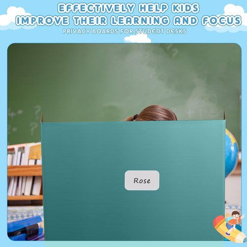Jetec 24 Pcs Privacy Folders for Students Privacy Boards with Labels 6 Colors Classroom Desk Test Divider 19.2 x 12 Inch Trifold Desk Privacy Panel Desk Partition for School Study(Warm Colors)