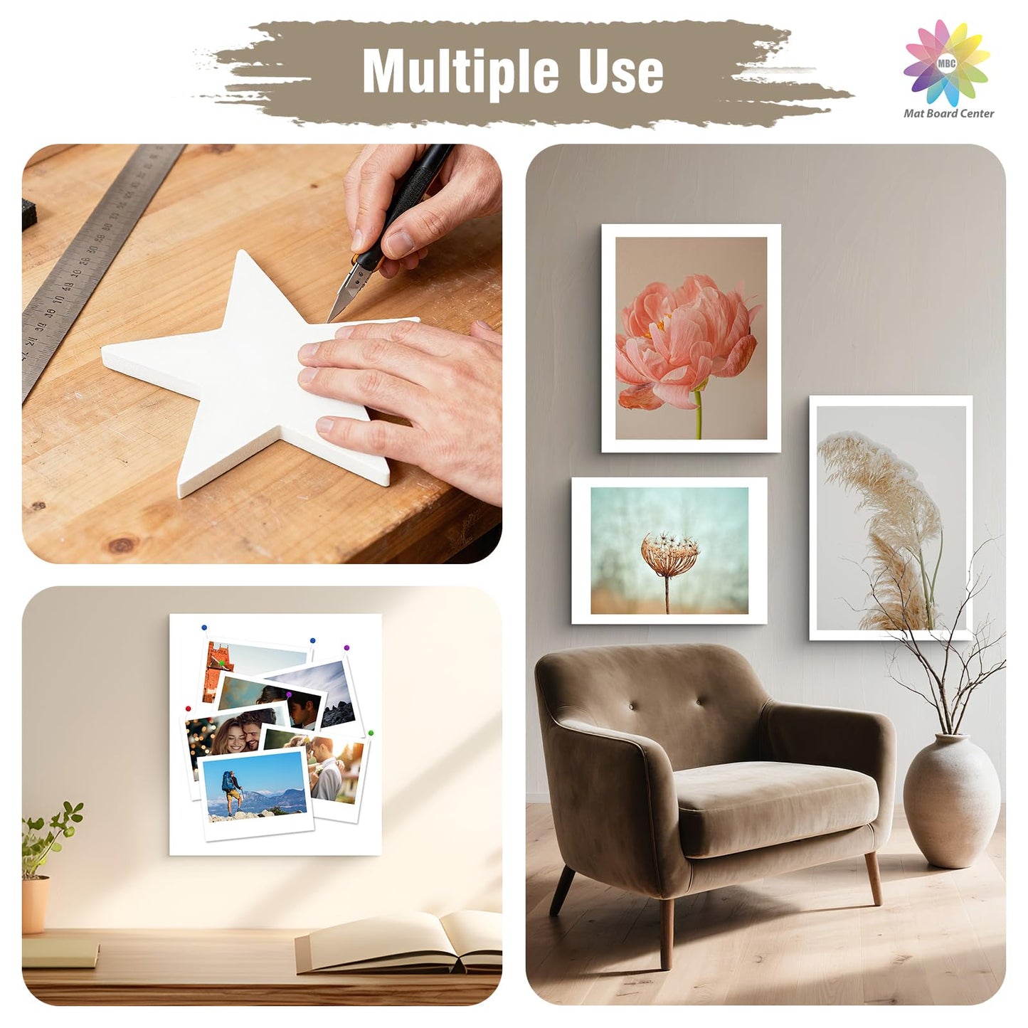 Mat Board Center, Pack of 5, 13X19 Foam Boards, Acid Free White Foam Core Boards for Mounting, Crafts, Display, Presentation and Projects, 1/8'' Thick