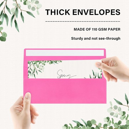 Hot Pink Business Envelopes by [Brand Name] - 50 Pack Self-Seal for Secure Mailing | 4 1/8 x 9 1/2 Inches