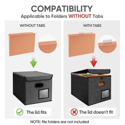 BALEINE File Organizer Box with Lid+ Hanging File Folders (8PK Combo)