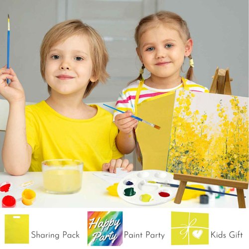 NNHOM Mini Canvas and Easel Set for Painting,96 Pcs Full Small Canvas Kit,with 12 Sets Art Canvas/Wood Easels/Watercolor Paints/Bags/Aprons,for Kids Sip & Paint Party & Beginner Supplies