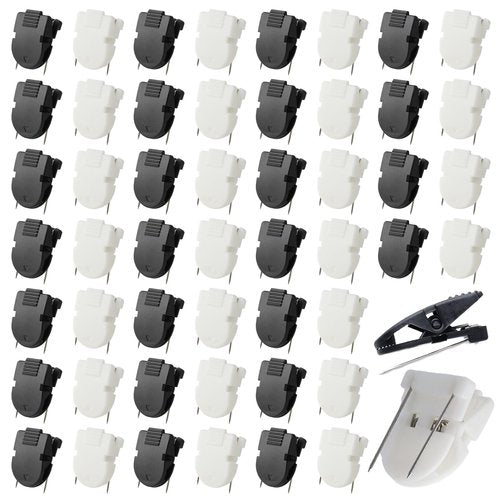 50 Pieces Cubicle Clips for Fabric Walls, Cubicle Pins for Fabric Walls, Strong Hold Office Partition Hooks for Hanging Photos Frame Office Notes Memos Messages Accessories (Black,White)