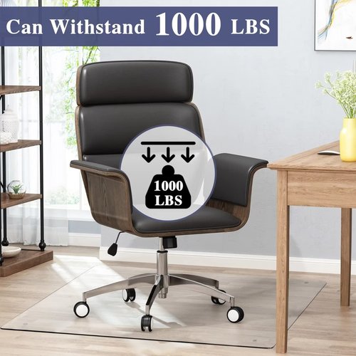 MIRUO Office Chair Mat for Carpet Tempered Glass Desk Chair Mat Floor Mat for Chair On Carpet Mat (36" x 36" x 1/4", Transparent)