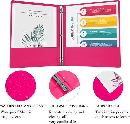 Customizable Clearview 3 Ring Binders by [Brand Name] - 1 Inch, 6 Pack in Pink, Blue, Green, Purple, Gray & Orange