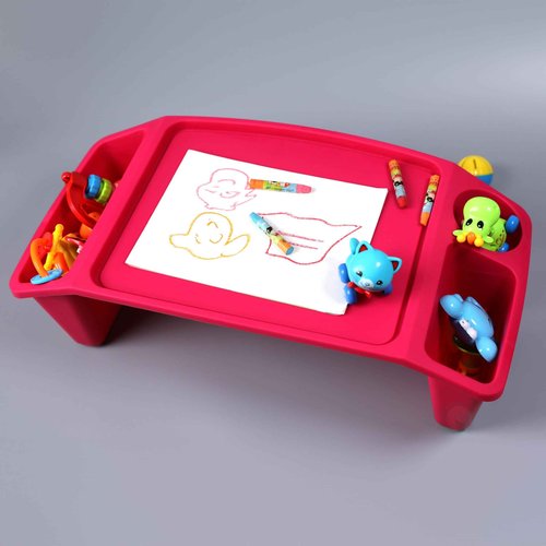 Basicwise QI003253P Kids Lap Desk Tray, Portable Activity Table, Pink