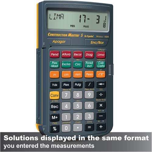 Calculated Industries 4054 Construction Master 5 - Spanish Feet-Inch-Fraction Calculator for Carpenters