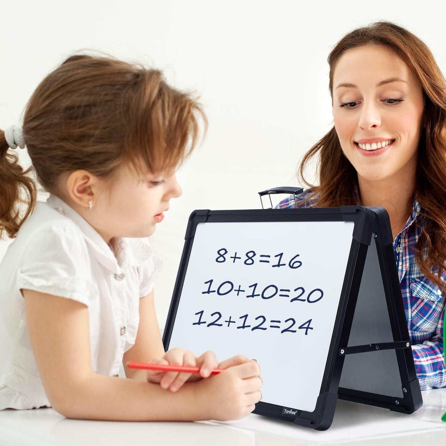 TANKEE Magnetic Mini Dry Erase Whiteboard - Portable Double-Sided Desktop Easel for Drawing & Memo