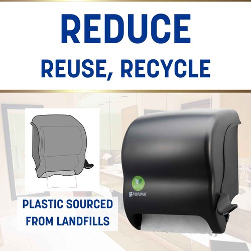 San Jamar Ecologic Element Recycled Plastic Lever Paper Towel Dispenser, Manual Towel Dispenser, Wall Mounted Dispenser with Zero Waste for Home and Business, 8 Inch Rolls, Black