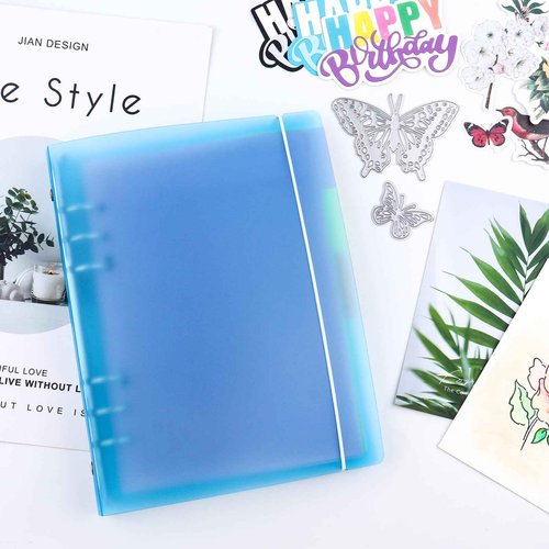 BAOFALI 8Pcs /Set A5 6 Ring Binder Cover Clean Transparent Soft PVC for Refillable Notebook Shell withMatte surfaceforStamp & Die Storage (8 Colors)