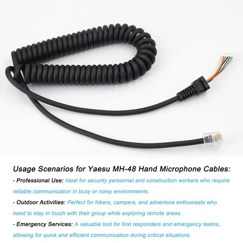 Afadorable 3Pcs Mic Cable Cord Wire Fit for Yaesu FT-7800 FT-8800 FT-8900 FT-8900R FT-7900R FT-1500M FT-2800M Radio, Replacement Microphone Cable for MH-48A6J MH-48 MH-42 MH-36