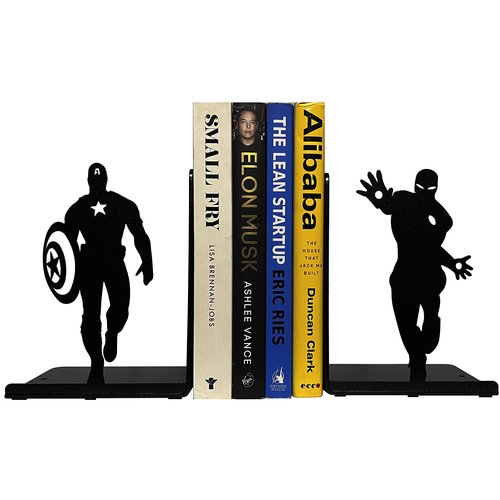 HeavenlyKraft Superhero Bookends | Decorative Bookends for Shelves | Non-Skid Book Holders for Shelves, Table | Unique Home/Office Decor | Heavy Bookends| Metal Book Ends| 7x5.5x4 Inches Each