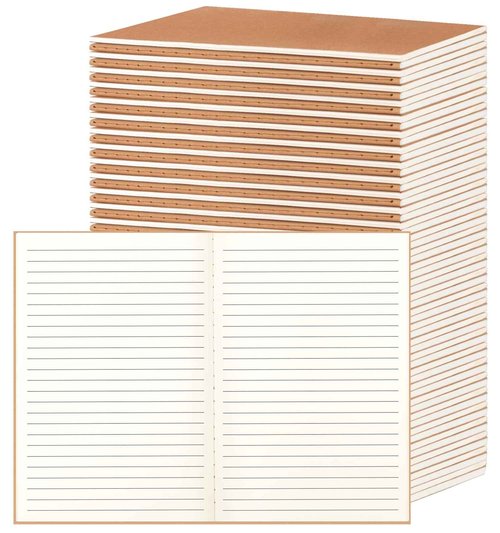 60 Pack A5 Ruled Lined Kraft Notebooks Bulk, Journaling Notebooks, A5 Lined College Ruled Notebook, 8.3x5.5 Inches 60 Pages Travel Journal Notebooks Set for Work, School, Student, Kids, Writing