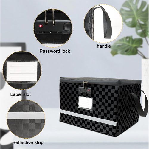 ZHSX File Box with Lock,Waterproof Anti-Theft Important Document Organizer, Collapsible File Organizer with Handle, Portable Home Office Storage Cabinet for Hanging Letter/Legal Folder
