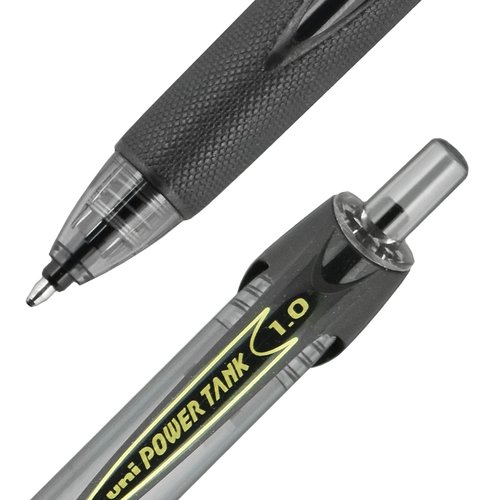 Uniball PowerTank RT Black and Blue Pens 12 Pack 1.0mm Bold Ballpoint Retractable Bulk Office Supplies Colored Pens Fine Point Smooth Writing