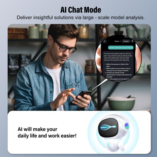 Thunelec Ai Translation Earbuds Real Time with Audio and Video Calls, 3-in-1 Buletooth 5.3 Translator Earbuds with 6 Translation Modes/164 Languages/No Subscription Required, 48H Headphones Translator