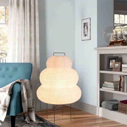 Teru Ji Kaikang 15.75" Desk Rice Paper Floor Light,Nordic Design Floor Lamp,Rice Paper Lantern Bedside Light,Living Room Desk Lamp Bedrooms Paper Desktop Lights