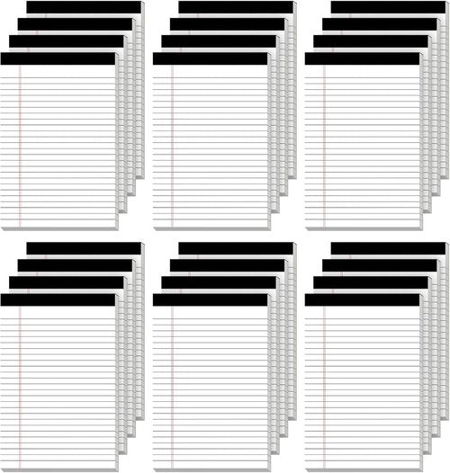 Legal Pads by [Brand Name] - 24 Pack of 5" x 8" Recycled Writing Notepads | 80gsm, Perforated, Double-Sided
