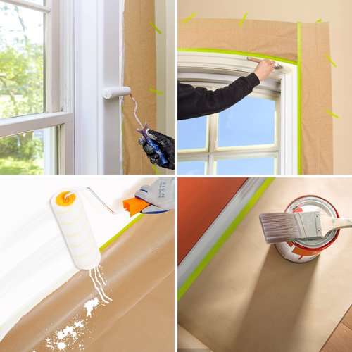 MyLifeUNIT Masking Paper, 10 Pack Masking Film with Tape for Automotive Painting Covering