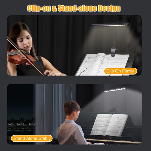 Vshinic Clip On Music Stand Light,18LED Rechargeable Piano Light, Orchestra Light 3 Colors & 2 Levels Brightness Settings,Perfect for Piano, Keyboard,Orchestra,DJ,Craft and Reading