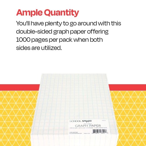 School Smart Double Sided Graph Paper, 8-1/2 x 11 Inches, 1/2 Inch Rule, White, Pack of 500 - 085279