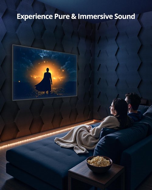 Acoustic Foam Panels for Walls, 1.57" & 2.75" Dual Thickness, 12 Pack, Hexagon Sound Absorbing Panels for Studio, Podcast, Recording Room, Office, Bedroom, Gaming Room, 10"L x 12"W, Black