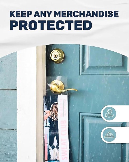 Skywin-1000 Plastic Door Hanger Bags 6.5" x 14.5" - 1.0 mil Clear Door Hanger Bags, Door Knob Hangers for Outdoor Protects Flyers, Brochures, Notices, Printed Materials - Waterproof and Secure (1000)